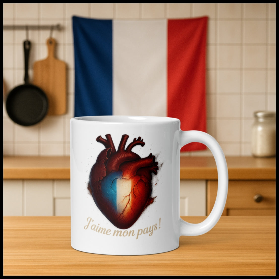 Mug cœur français - J'aime mon pays !