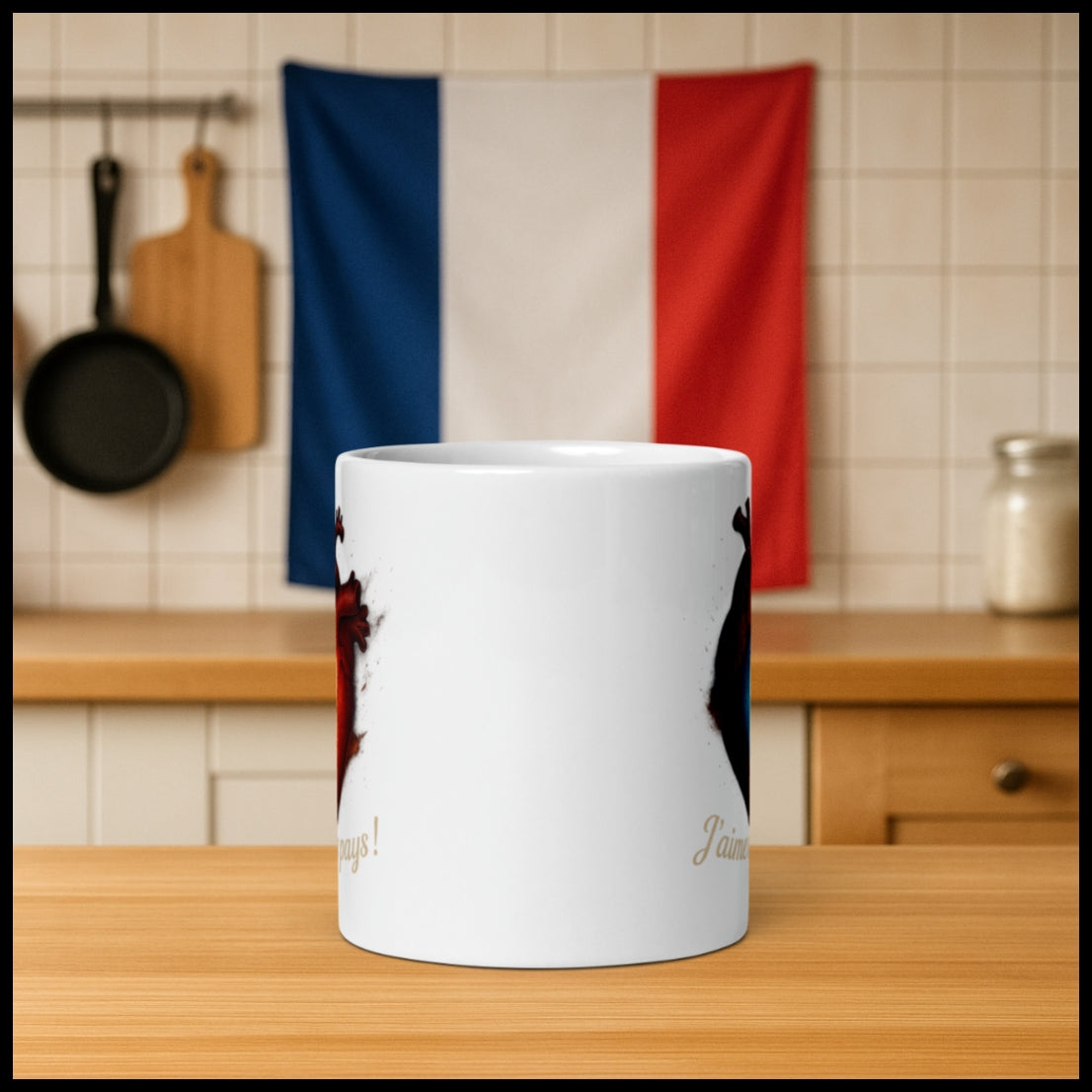Mug cœur français - J'aime mon pays !