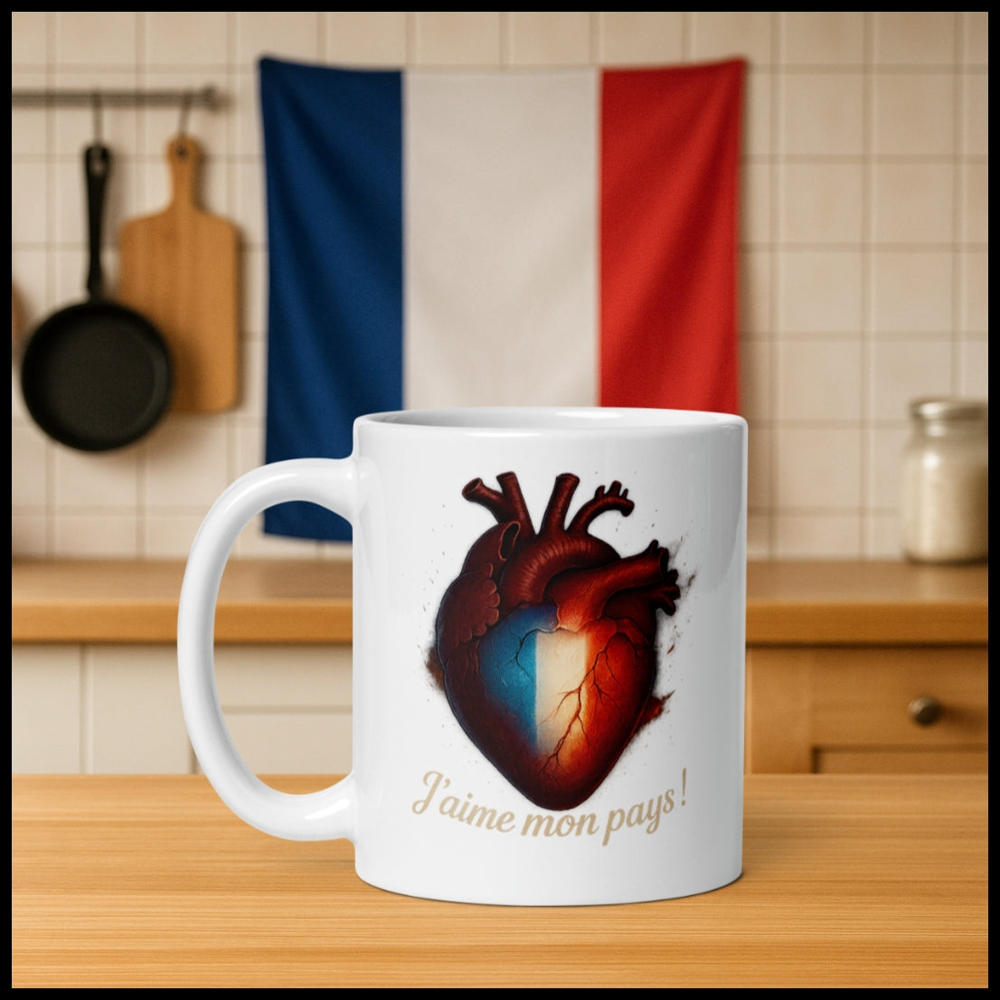Mug cœur français - J'aime mon pays !