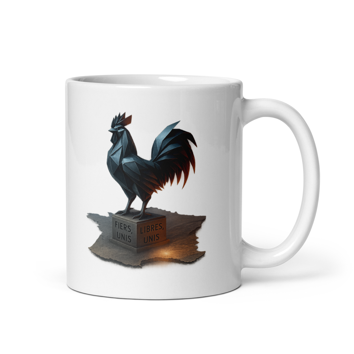 Mug - Coq en origami métallique