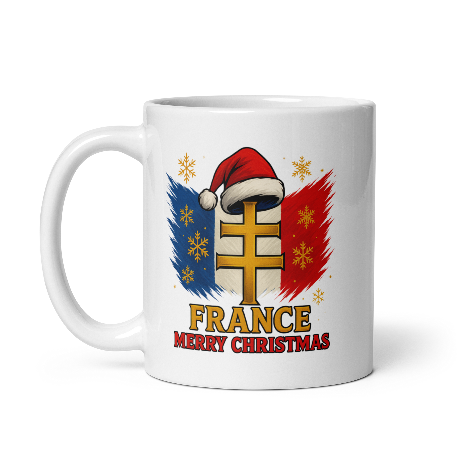 Mug Croix de Lorraine édition Noël – cadeau français bleu-blanc-rouge
